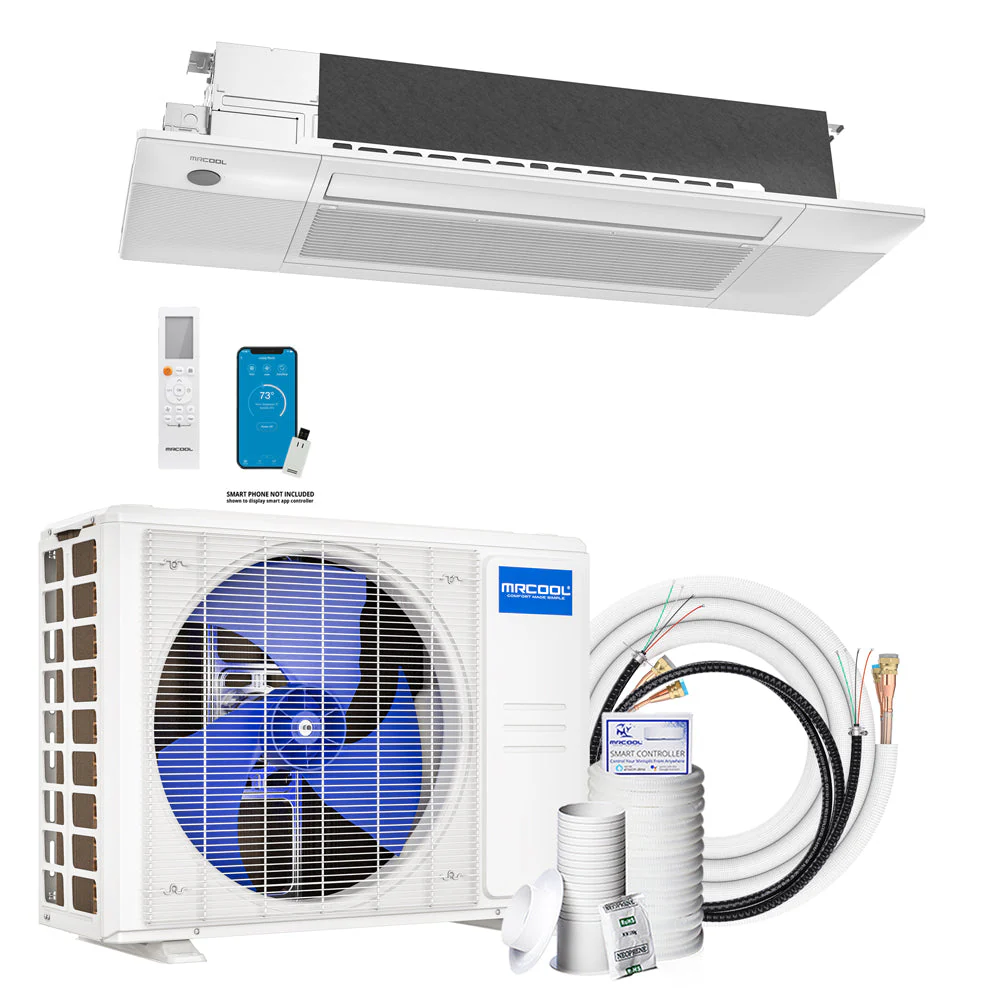 MRCOOL DIY 12K Hyper Heat Ceiling Cassette Mini Split System – 23.5 SEER2, -22°F Heating, Pre-Charged Line Set - Image 2